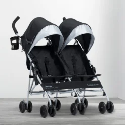 Jeep TurboGlyde Side By Side Double Stroller -Delta Children 11650 001 Jeep TurboGlyde Side by Side Stroller Black Lifestyle 101
