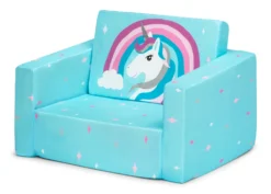 Delta Children Unicorn Cozee Flip Out Chair - 2-in-1 Convertible Chair To Lounger For Kids -Delta Children 208220 5060 Cozee Chair Blue Unicorn Silo 03 scaled
