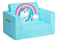 Delta Children Unicorn Cozee Flip Out Chair - 2-in-1 Convertible Chair To Lounger For Kids -Delta Children 208220 5060 Cozee Chair Blue Unicorn Silo 08 scaled