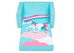 Delta Children Unicorn Cozee Flip Out Chair - 2-in-1 Convertible Chair To Lounger For Kids -Delta Children 208220 5060 Cozee Chair Blue Unicorn Silo 12 scaled