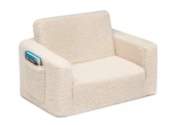 Delta Children Cozee Flip-Out Sherpa 2-in-1 Convertible Chair To Lounger For Kids -Delta Children 208223 5030 Cozee Flip Out Chair Sherpa Cream Silo 08 scaled