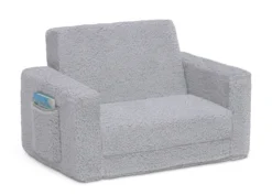 Delta Children Cozee Flip-Out Sherpa 2-in-1 Convertible Chair To Lounger For Kids -Delta Children 208223 5031 Cozee Flip Out Sherpa Chair grey Silo 08 scaled