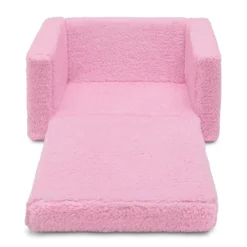 Delta Children Cozee Flip-Out Sherpa 2-in-1 Convertible Chair To Lounger For Kids -Delta Children 208223 5032 Cozee Flip Out Sherpa Chair pink silo 120