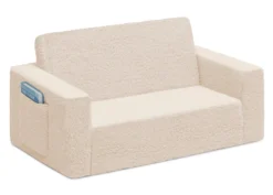 Delta Children Cozee Flip-Out Sherpa 2-in-1 Convertible Sofa To Lounger For Kids -Delta Children 208223W 5030 Cozee Sherpa Sofa Cream Silo 08 scaled