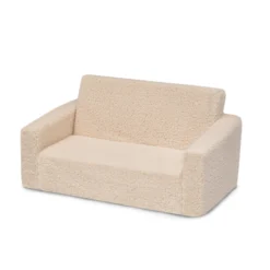 Delta Children Cozee Flip-Out Sherpa 2-in-1 Convertible Sofa To Lounger For Kids -Delta Children 208223W 5030 Cozee Sherpa Sofa Cream Silo 103 scaled