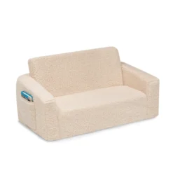 Delta Children Cozee Flip-Out Sherpa 2-in-1 Convertible Sofa To Lounger For Kids -Delta Children 208223W 5030 Cozee Sherpa Sofa Cream Silo 108 scaled