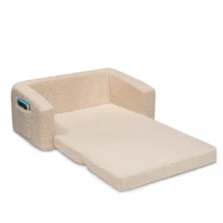 Delta Children Cozee Flip-Out Sherpa 2-in-1 Convertible Sofa To Lounger For Kids -Delta Children 208223W 5030 Cozee Sherpa Sofa Cream Silo 123 scaled