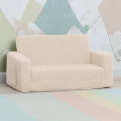 Delta Children Cozee Flip-Out Sherpa 2-in-1 Convertible Sofa To Lounger For Kids -Delta Children 208223W 5030 Sherpa Sofa Cream Lifestyle 103 71e5926e 5057 436c a884 c0550affd100