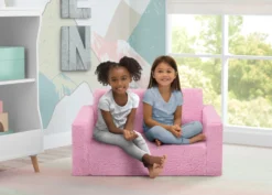 Delta Children Cozee Flip-Out Sherpa 2-in-1 Convertible Sofa To Lounger For Kids -Delta Children 208223W 5032 Cozee Flip Out Sofa Sherpa Pink Lifestyle 02 scaled