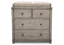 Monterey 4 Drawer Dresser With Changing Top -Delta Children 330040 119 monterey 4 drw dresser changing top cover pad rustic white angle 475c05ec 50dd 48bc 9210 89f0cafedbb4