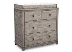 Monterey 4 Drawer Dresser With Changing Top -Delta Children 330040 119 monterey 4 drw dresser rustic white angle changing top pad 1d086fc8 4475 44e8 badf d99780815cef