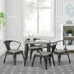 Delta Children Bistro Table And 4 Chair Set -Delta Children 560302 1438 Bistro Table Black wGrey Barnboard Lifestyle 108 scaled