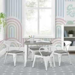 Delta Children Bistro Table And 4 Chair Set -Delta Children 560302 153 Bistro Table White wGrey Barnboard Lifestyle 108 scaled