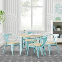 Delta Children Bistro Table And 4 Chair Set -Delta Children 560302 478 Bistro Table Aqua wNatural Lifestyle 108 scaled