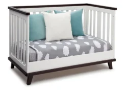Delta Children Ava 3-in-1 Convertible Crib -Delta Children 6801 141 ava 3 in 1 white dark chocolate crib daybed angle hi res 695ec9a2 d683 4d9b 8645 a190ba8312fb