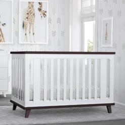 Delta Children Ava 3-in-1 Convertible Crib -Delta Children 6801 141 Ava 3in1 Crib White w Black Espresso Lifestyle 117