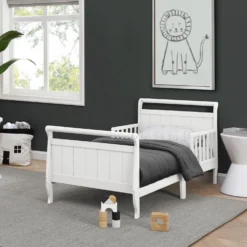 Delta Children Wood Sleigh Toddler Bed 15 Delta Children Wood Sleigh Toddler Bed -Delta Children 7183 100 Sleigh Toddler Bed White Lifestyle 04 96fbde3a 2941 4d23 8344 f8c419f94374