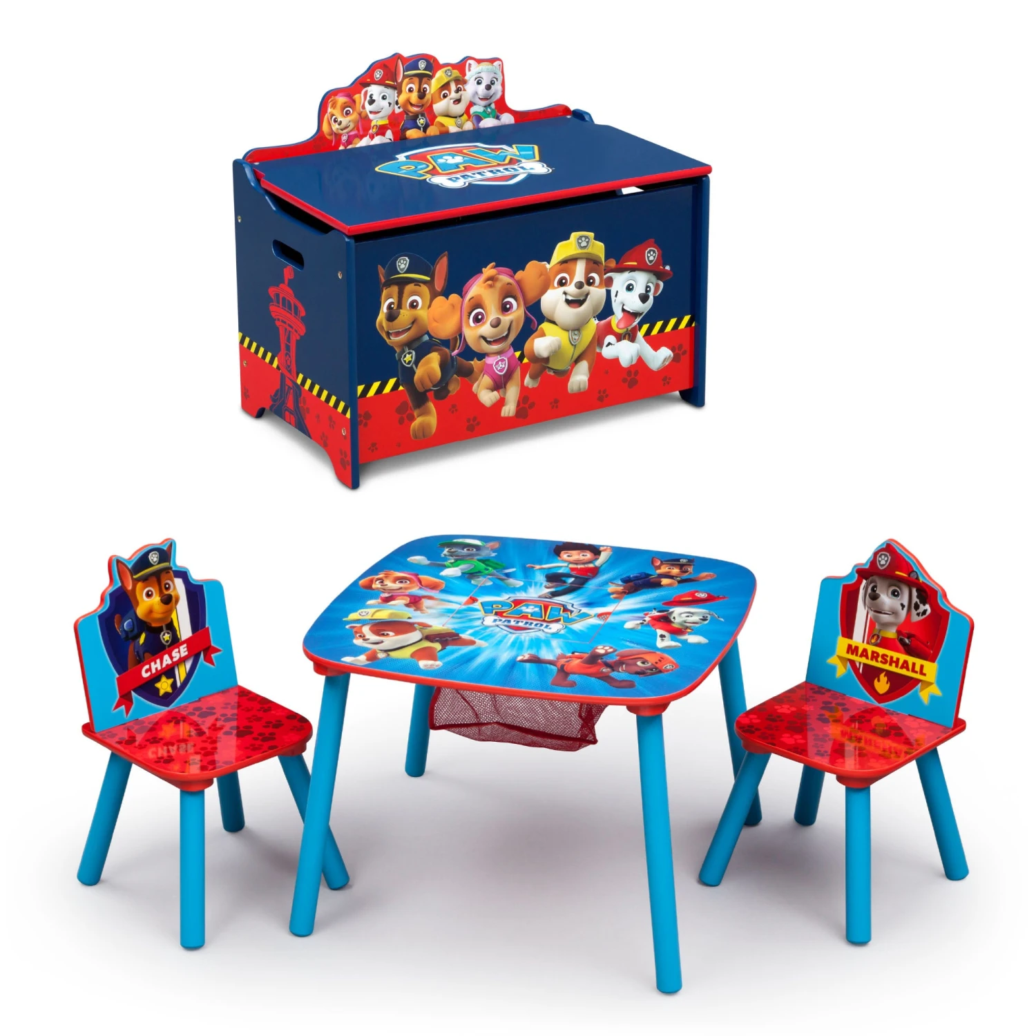 Delta Children PAW Patrol 4-Piece Playroom Set - Includes Table With 2 Chairs And Deluxe Toy Box 1 Delta Children PAW Patrol 4-Piece Playroom Set - Includes Table With 2 Chairs And Deluxe Toy Box