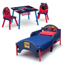 Delta Children Marvel Spider-Man 4-Piece Toddler Bedroom Set - Includes Toddler Bed And Table With 2 Chairs