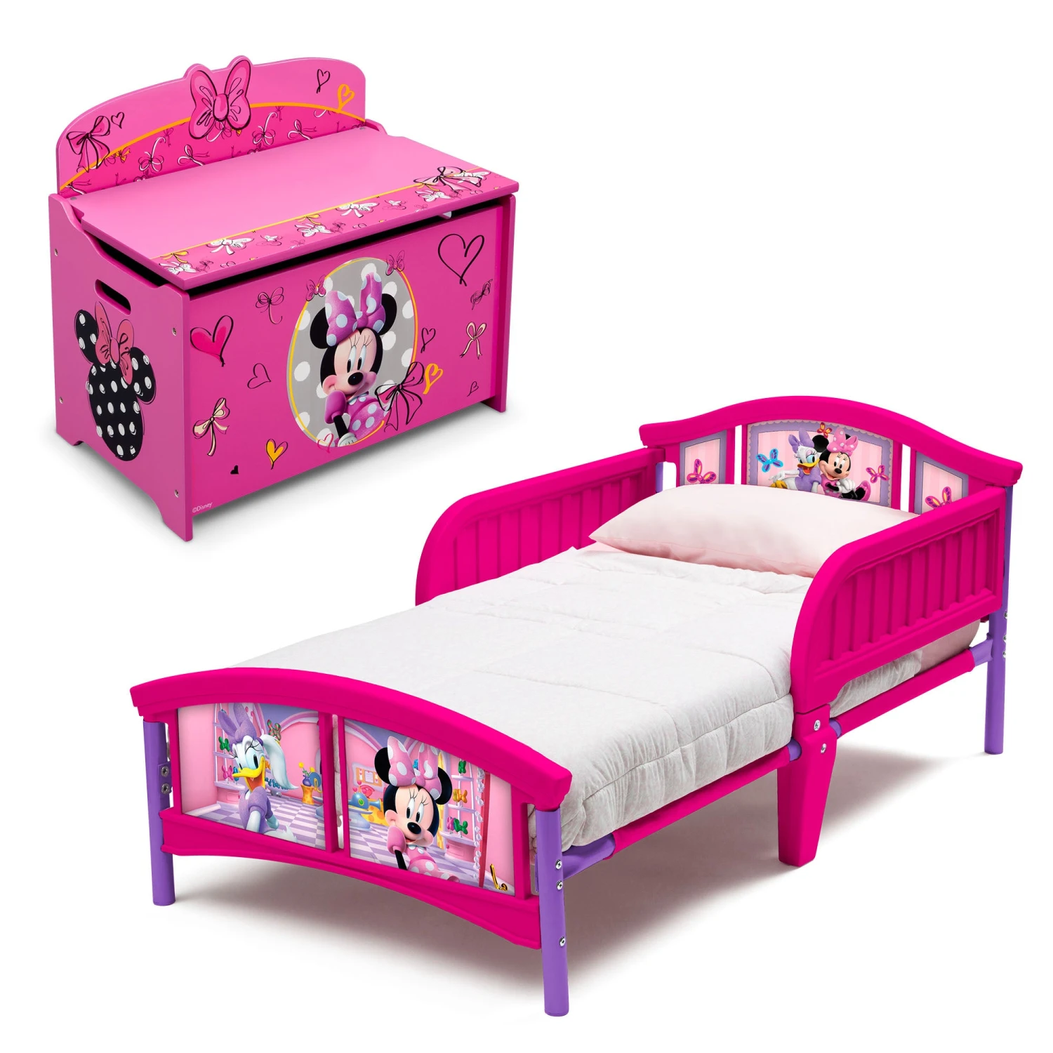 Delta Children Disney Minnie Mouse 2-Piece Toddler Bedroom Set - Includes Toddler Bed And Deluxe Toy Box 1 Delta Children Disney Minnie Mouse 2-Piece Toddler Bedroom Set - Includes Toddler Bed And Deluxe Toy Box