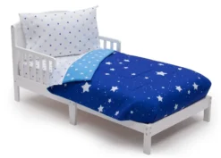 Delta Children Boys 4-Piece Toddler Bedding Set 19 Delta Children Boys 4-Piece Toddler Bedding Set -Delta Children B012600 2205 Deep Space bedding blue with white stars comforter A scaled