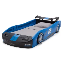 Delta Children Turbo Race Car Twin Bed -Delta Children BB87005GN turbo race car twin bed blue left hi res scaled