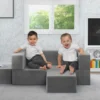 Delta Children Convertible Sofa And Play Set For Kids And Toddlers Modular Foam Couch And Flip Out Lounger With 2 Ottomans
