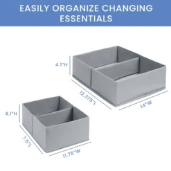 Delta Children 7-Piece Essential Changing Table Set - Newborn Baby Gift Set For Boys And Girls – Set Includes Changing Pad, Plush Changing Pad Cover, 3 Changing Pad Liners And 2 Storage Bins -Delta Children CP20103 5000 Essential Set Delta Callout 05