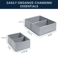 7-Piece Essential Changing Table Set - Newborn Baby Gift Set For Boys And Girls – Set Includes Changing Pad, Plush Changing Pad Cover, 3 Changing Pad Liners And 2 Storage Bins -Delta Children CP20103S 5057 Essential Set Serta Callout 05