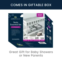 7-Piece Essential Changing Table Set - Newborn Baby Gift Set For Boys And Girls – Set Includes Changing Pad, Plush Changing Pad Cover, 3 Changing Pad Liners And 2 Storage Bins -Delta Children CP20103S 5057 Essential Set Serta Callout 06