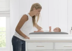 Delta Children Personalized Contoured Changing Pad With Plush Cover -Delta Children EM201270 5000 Embroidered Changing Pad Grey Lifestyle 02 scaled