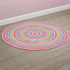 Delta Children Rainbow Dot Round Area Rug For Kids, 39-Inch 9 Delta Children Rainbow Dot Round Area Rug For Kids, 39-Inch -Delta Children N1802 3021 rug rainbowdot lifestyle 102 scaled