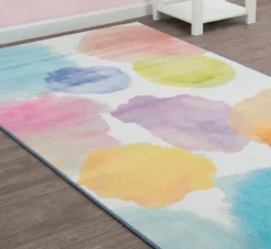 Delta Children Watercolor Rectangle Area Rug For Kids, 53-Inch X 59-Inch -Delta Children N1804 3024 rug watercolor lifestyle 102