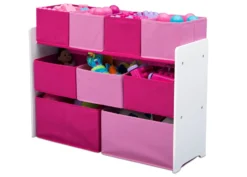 Delta Children Deluxe Multi-Bin Toy Organizer With Storage Bins 27 Delta Children Deluxe Multi-Bin Toy Organizer With Storage Bins -Delta Children TB83413GN pink white generic xtra wide multibin left props hi res scaled