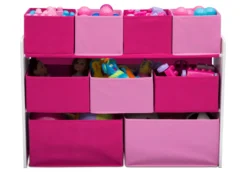 Delta Children Deluxe Multi-Bin Toy Organizer With Storage Bins 26 Delta Children Deluxe Multi-Bin Toy Organizer With Storage Bins -Delta Children TB83413GN pink white generic xtra wide multibin front props hi res scaled