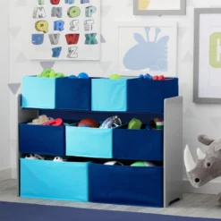 Delta Children Deluxe Multi-Bin Toy Organizer With Storage Bins 35 Delta Children Deluxe Multi-Bin Toy Organizer With Storage Bins -Delta Children TB83414GN blue grey generic xtra wide multibin hangtag hi res