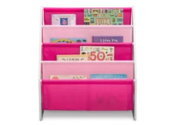 Delta Children -Delta Children TB84413GN book rack white pink front props hi res scaled