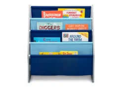Delta Children Sling Book Rack Bookshelf For Kids 24 Delta Children Sling Book Rack Bookshelf For Kids -Delta Children TB84414GN book rack grey blue front props hi res scaled