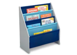 Delta Children Sling Book Rack Bookshelf For Kids 25 Delta Children Sling Book Rack Bookshelf For Kids -Delta Children TB84414GN book rack grey blue right props hi res scaled