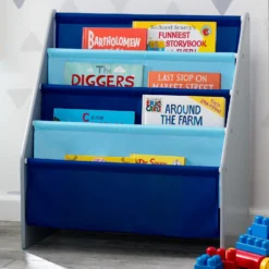 Delta Children Sling Book Rack Bookshelf For Kids 34 Delta Children Sling Book Rack Bookshelf For Kids -Delta Children TB84414GN book rack grey blue room left hi res copy abd6deba 8ad3 4fad a8ca edc062b239d9