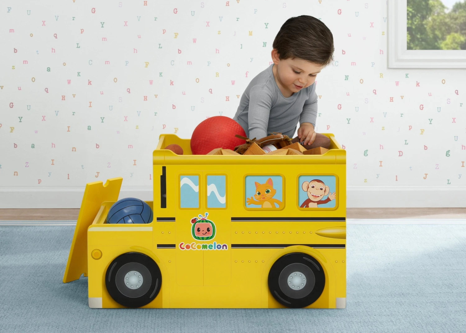 Delta Children CoComelon School Bus Toy Box 1 Delta Children CoComelon School Bus Toy Box