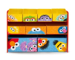 Delta Children Sesame Street Deluxe Multi-Bin Toy Organizer -Delta Children TB84778SS sesame deluxe multi bin toy organizer front scaled