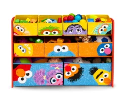 Delta Children Sesame Street Deluxe Multi-Bin Toy Organizer -Delta Children TB84778SS sesame deluxe multi bin toy organizer props front scaled