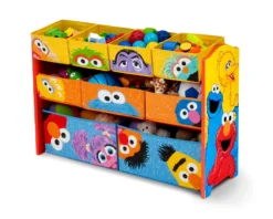 Delta Children Sesame Street Deluxe Multi-Bin Toy Organizer -Delta Children TB84778SS sesame deluxe multi bin toy organizer props left main scaled