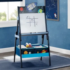Delta Children Space Adventures Wooden Activity Easel With Storage -Delta Children TE87544SA space whiteboard easel hangtag high res 0f46a91e cbcf 4d67 8423 1d17d2e7a455
