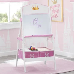 Delta Children Princess Crown Wooden Activity Easel With Storage -Delta Children TE87546GN crown whiteboard easel hangtag high res 92281981 f7ce 49db a622 ed4541e7d0e0