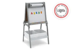 Delta Children Chelsea Double-Sided Storage Easel With Paper Roll And Magnets | Dry Erase Surface & Chalkboard Surface -Delta Children TE87560GN 1176 Chelsea Double Sided Storage Easel with Paper Roll and Magnets silo LightGreyAndWhite silo 98 scaled