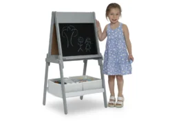 Delta Children Chelsea Double-Sided Storage Easel With Paper Roll And Magnets | Dry Erase Surface & Chalkboard Surface -Delta Children TE87560GN chelsea easel model hi res scaled