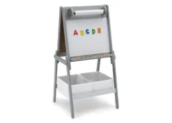 Delta Children Chelsea Double-Sided Storage Easel With Paper Roll And Magnets | Dry Erase Surface & Chalkboard Surface -Delta Children TE87560GN chelsea easel right hi res scaled