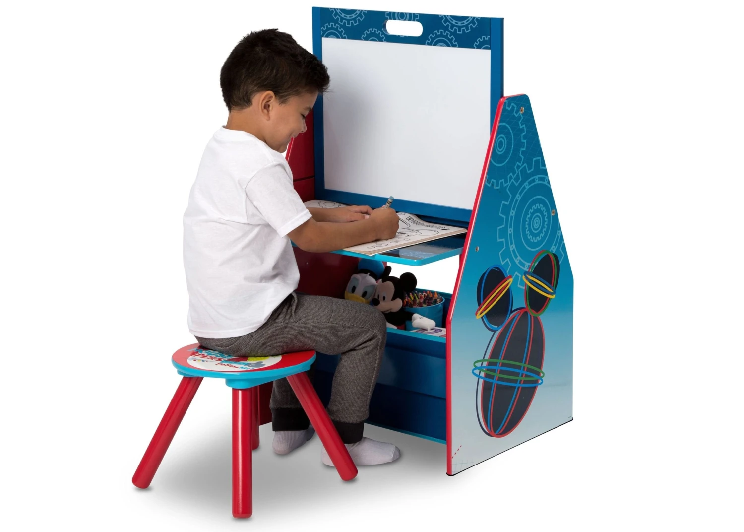 Delta Children Mickey Mouse Activity Center - Easel Desk With Stool & Toy Organizer 6 Delta Children Mickey Mouse Activity Center - Easel Desk With Stool & Toy Organizer - Image 6